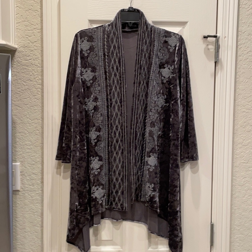 Velvet jacket. Three quarter inch sleeves.